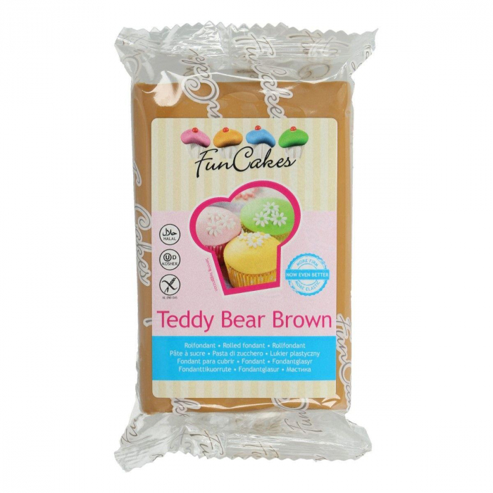 FunCakes - Teddy Bear Brown Sockerpasta 250g