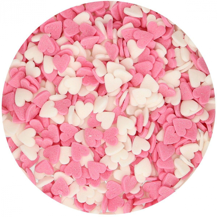 Funcakes - Rosa/Vita Hjärtan Pink/White Hearts Strössel 60g