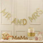 Girlang Banner Bunting - Mr & Mrs - Guldglitter