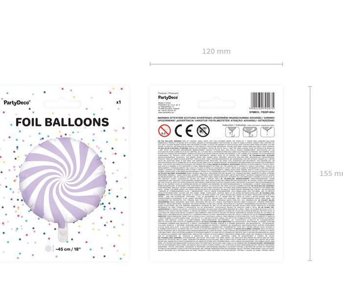 Lila Folieballong Rund, 45cm