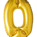 Sifferballong "0" - Guld 41cm