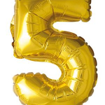 Sifferballong "5" - Guld 41cm