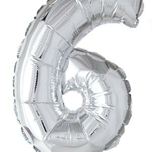 Sifferballong "6" - Silver 41cm