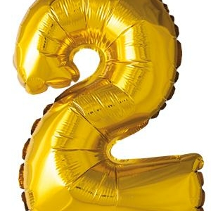 Sifferballong "2" - Guld 41cm