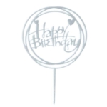 Happy Birthday - Cake Topper Tårtdekoration Silver