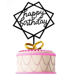 Happy Birthday - Cake Topper, Tårtdekoration Svart