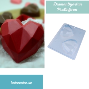 BWB 9837 - Special 3-Part Mold - Pralinform Diamant Hjärta 200g Choklad