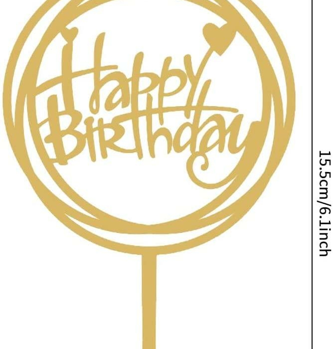 Happy Birthday - Cake Topper, Tårtdekoration Guld