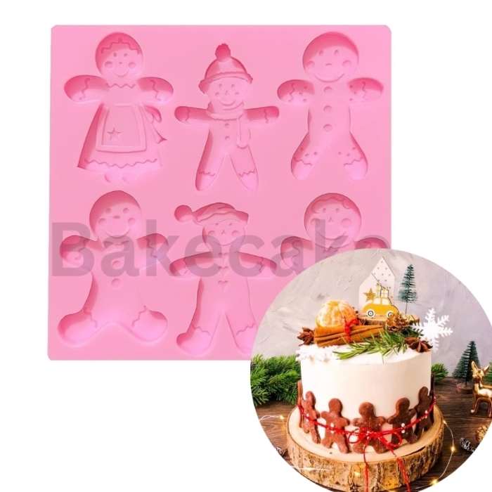 Pepparkaksform Silikonform, Julig Pepparkaksfamilj Silikonform - Bakecake