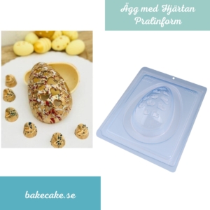 BWB 9563 - Special 3-Part Mold - Pralinform Ägg med Hjärtan 250g, Chokladägg