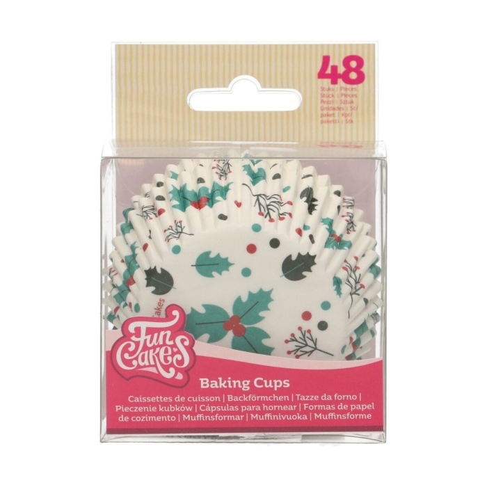 FunCakes Muffinsformar Järnek Baking Cups -Holly Leaf- 48st