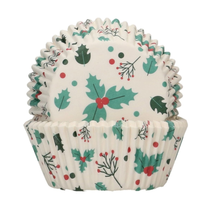 FunCakes Muffinsformar Järnek Baking Cups -Holly Leaf- 48st