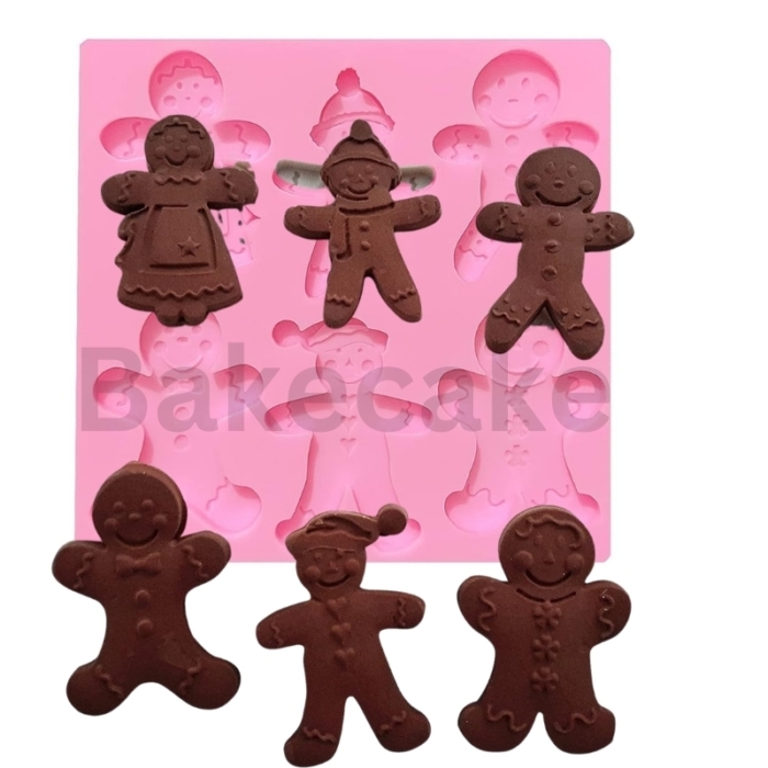 Pepparkaksform Silikonform, Julig Pepparkaksfamilj Silikonform - Bakecake