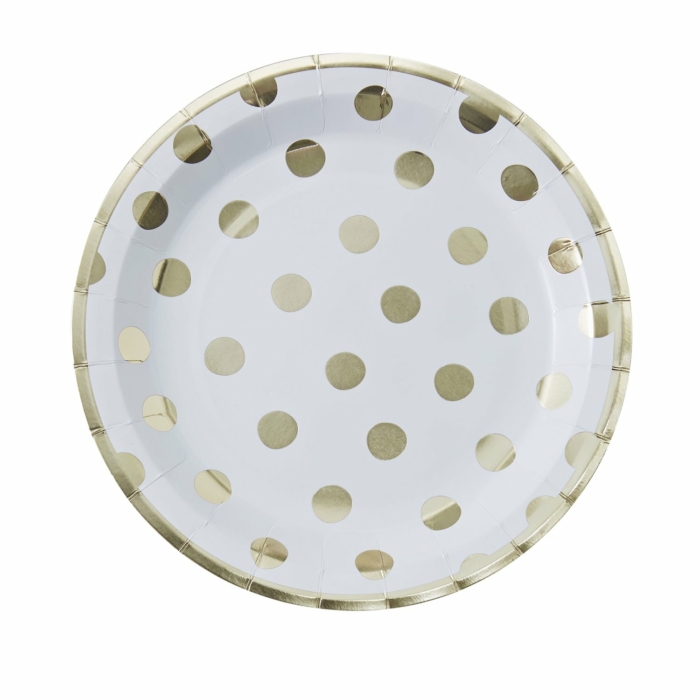 Papptallrikar Guld - Golden Dot