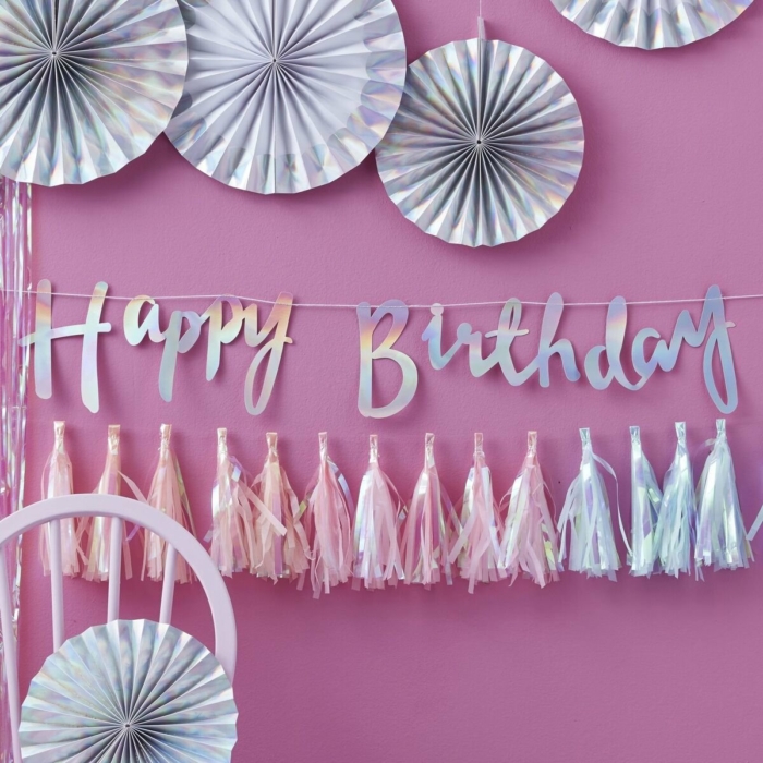 Happy Birthday Banner Backdrop Bunting Iridescent