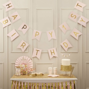 Vimpel Happy Birthday - Pastel Pink