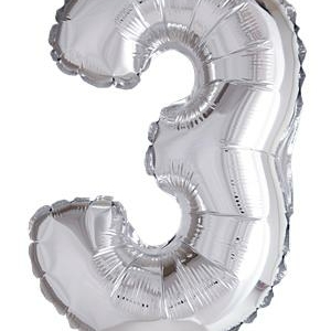 Sifferballong "3" - Silver 41cm