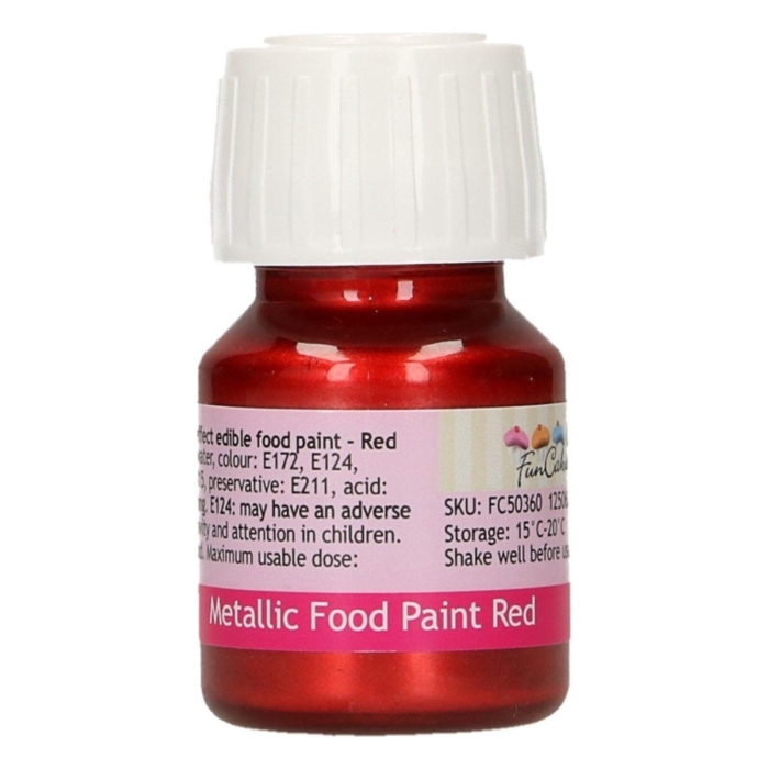 FunCakes - Röd Ätbar Färg 30ml | Metallic Red