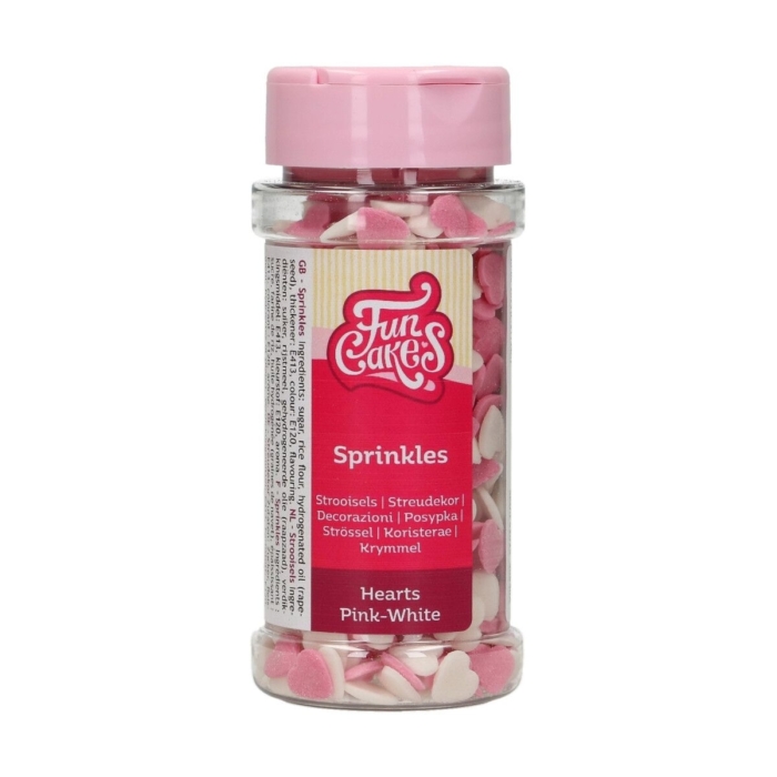 Funcakes - Rosa/Vita Hjärtan Pink/White Hearts Strössel 60g