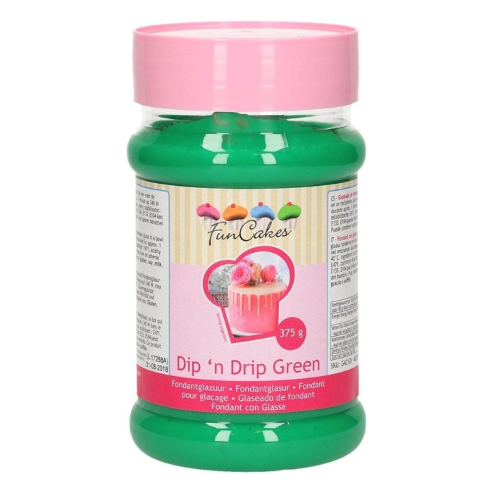 FunCakes Dip 'n Drip Green, Grön Driptårta Glasyr 375g