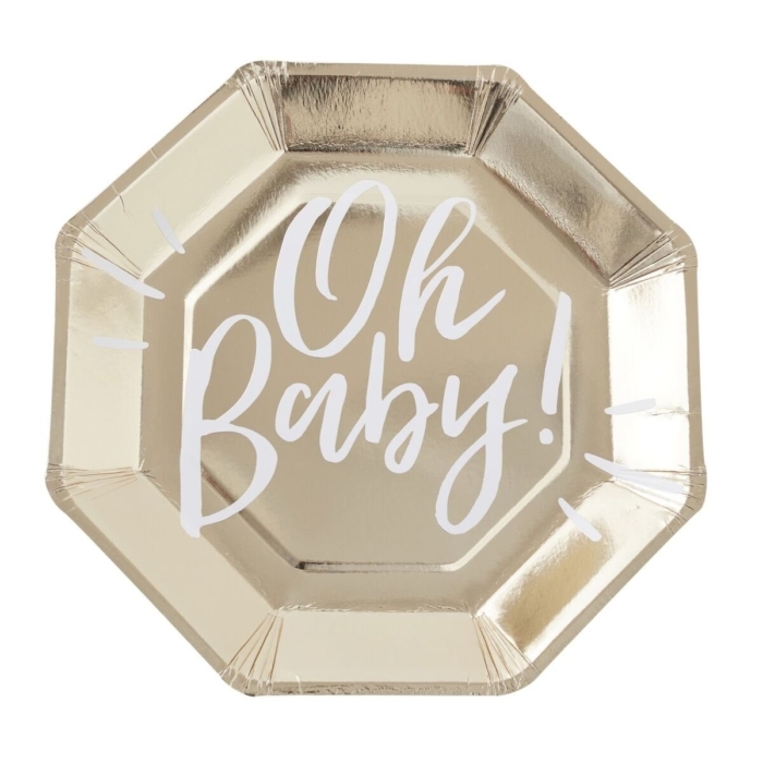 Papptallrikar Guld - Oh Baby