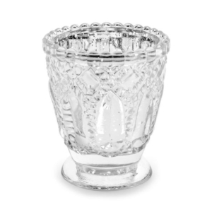 Ljuslykta för Värmeljus i Glas, Silver, 8cm