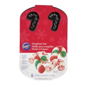 Bakplåt för Candy Cane Munkar, 6 st - Wilton Minimunkar Donuts Donut Pan