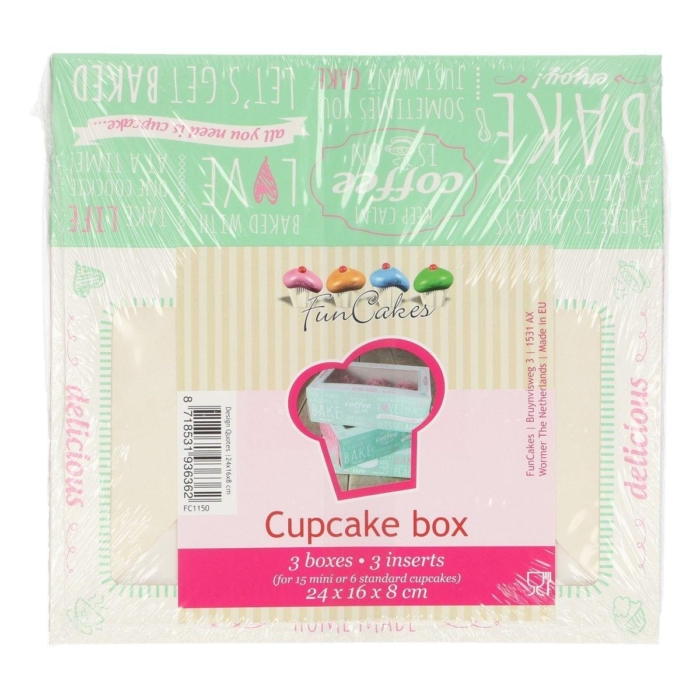 FunCakes Cupcake Box -Quotes- 24x16cm + insert pk/3